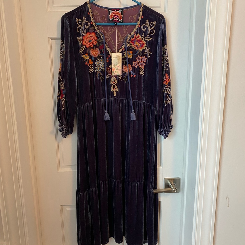 Johnny Was Taline Velvet Midi Dress